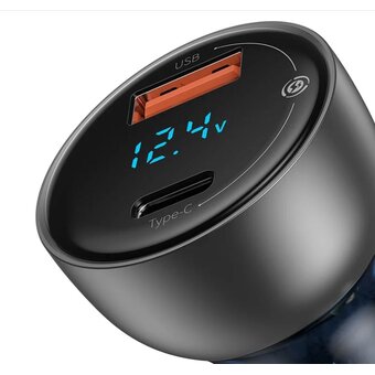  АЗУ Baseus Particular Digital Display QC+PPS 65W 2USB Silver 