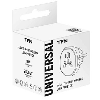  Переходник Евро TFN (TFN-AD-Universal) 10А 2500Вт (белый) 