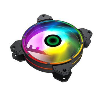  Кулер GameMax FN-12Rainbow-D 12см ARGB Rainbow Fan, Dual rings+centre LEDs, 3pin+4Pin connector 