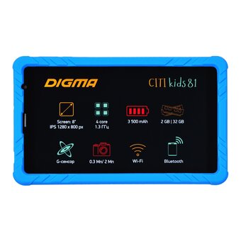  Планшет Digma CITI Kids 81 (CS8233MG) MT8321 (1.3) 4C RAM2Gb ROM32Gb 8" IPS 1280x800 3G Android 10.0 Go синий 
