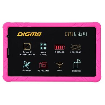  Планшет Digma CITI Kids 81 (CS8233MG) MT8321 (1.3) 4C RAM2Gb ROM32Gb 8" IPS 1280x800 3G Android 10.0 Go розовый 