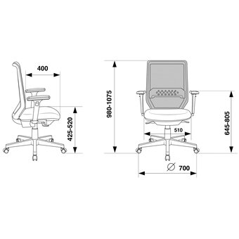  Кресло Бюрократ MC-W611N TW-04 38-417 (MC-W611N/DG/417G) сетка/ткань темно-серый 