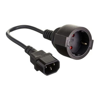  Кабель-переходник ExeGate Power EC-30P EP280681RUS (UPS- розетка) (C14- Евророзетка Schuko, VDE-250V-3*0.75mm2, 10A, медь, черный, 0.15м) 