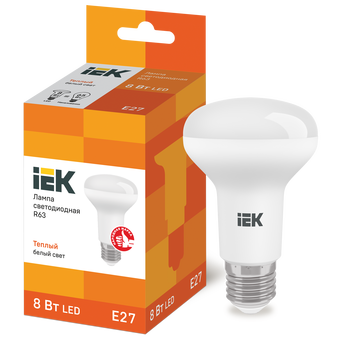  Лампа светодиодная IEK R63 рефлектор 8Вт 230В 3000К E27 
