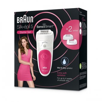  Эпилятор Braun SES 5/500 белый/розовый 