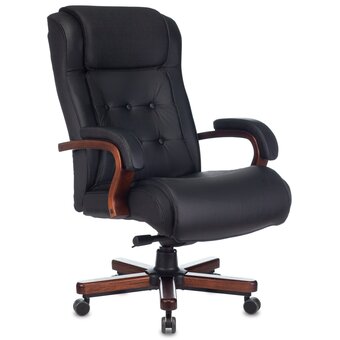  Кресло Бюрократ T-9926Walnut/Black кожа черный 