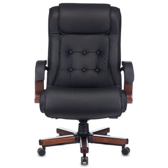  Кресло Бюрократ T-9926Walnut/Black кожа черный 