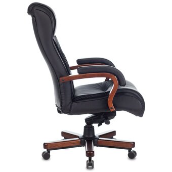  Кресло Бюрократ T-9926Walnut/Black кожа черный 