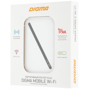  Модем 3G/4G Digma Mobile WiFi DMW1967 (DW1967WH) USB-C Wi-Fi Firewall +Router внешний белый 