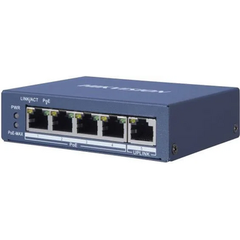  Коммутатор Hikvision (DS-3E0505P-E) 1x100Mb 4G 4PoE+ 60W неуправляемый 