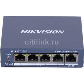  Коммутатор Hikvision (DS-3E0505P-E) 1x100Mb 4G 4PoE+ 60W неуправляемый 
