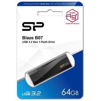  USB-флешка SILICON POWER Blaze B07 (SP064GBUF3B07V1K) Type-A USB 3.2 Gen 1 64GB Black 