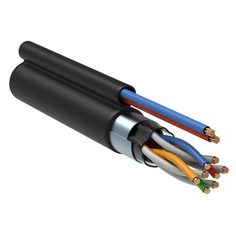 Кабель информационный ITK LC3-C5E04-379 F/UTP кат.5E 4х2х24AWG solid LDPE + кабель питания 2х0,75мм2 305м черный 