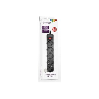  Сетевой фильтр CBR CSF 2505-1.8 Black CB, 5 евророзеток, длина 1,8 м, чёрный 