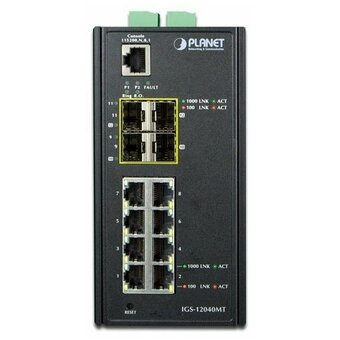  Коммутатор Planet IP30 Industrial (IGS-12040MT) 8* 1000TP + 4* 100/1000F SFP Full Managed Ethernet Switch управляемый 