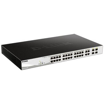  Коммутатор D-Link DGS-1210-28MP/FL1A, with 24 ports 10/100/1000Base-T and 4 combo-ports 100/1000Base-T/SFP (24 PoE ports) 