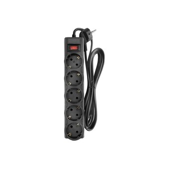  Сетевой фильтр CBR CSF 2505-3.0 Black PC, 5 евророзеток, длина 3 м, чёрный 