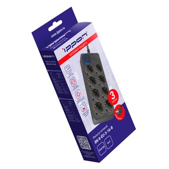  Сетевой фильтр Ippon BK-8-EU-3-16-B (3м 8 розеток черный) 