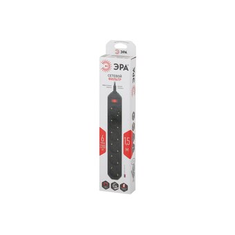  Сетевой фильтр ЭРА USF-6es-1,5m-B-BOX (Б0037261) 6 розеток 1,5 м черны 