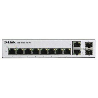  Коммутатор D-Link DGS-1100-10/ME/A2A управляемый с 8 портами 10/100/1000Base-T и 2 комбо-портами 100/1000Base-T/SFP 