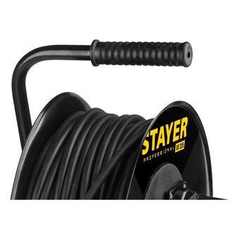  Удлинитель STAYER (55076-50) 3x2.5кв.мм 4розет. 50м КГ черный 