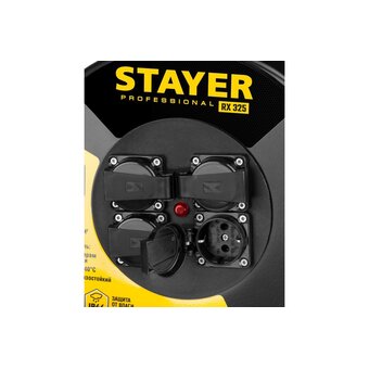  Удлинитель STAYER (55076-50) 3x2.5кв.мм 4розет. 50м КГ черный 