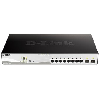  Коммутатор D-Link DGS-1210-10MP/FL1A, with 8 ports 10/100/1000Base-T and 2 ports 1000Base-X SFP (8 PoE ports 802.3af/802.3at (30 W) 