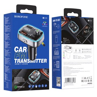  АЗУ Bluetooth FM трансмиттер Borofone BC32 Sunlight, black 