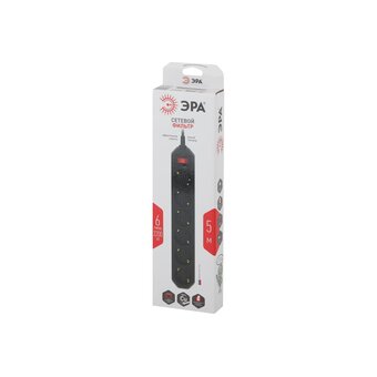  Сетевой фильтр ЭРА USF-6es-5m-B-BOX (Б0037265) 6 розеток 5 м черны 