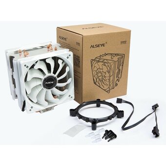  Кулер Alseye S120D-W Universal, TDP 135W, 2x120Fan, 4 heat pipe, White, PWM, RTL 