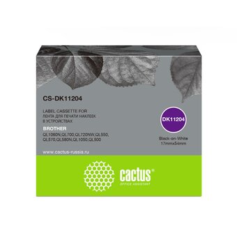  Картридж Cactus DK-11204 (CS-DK11204) черный ленточный для Brother P-touch QL-500, QL-550, QL-700, QL-800 