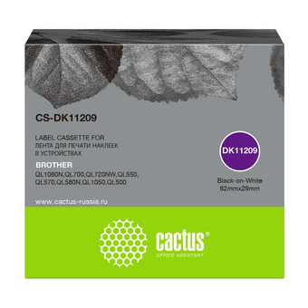  Картридж Cactus DK-11209 (CS-DK11209) черный ленточный для Brother P-touch QL-500, QL-550, QL-700, QL-800 