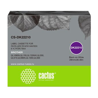  Картридж Cactus DK-22210 (CS-DK22210) черный ленточный для Brother P-touch QL-500, QL-550, QL-700, QL-800 