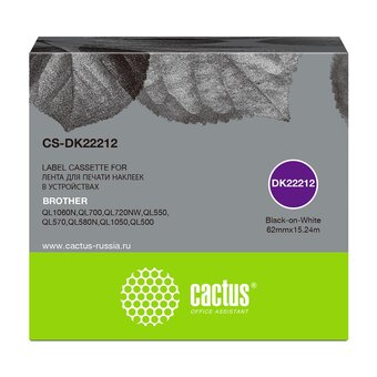  Картридж Cactus DK-22212 (CS-DK22212) черный ленточный для Brother P-touch QL-500, QL-550, QL-700, QL-800 