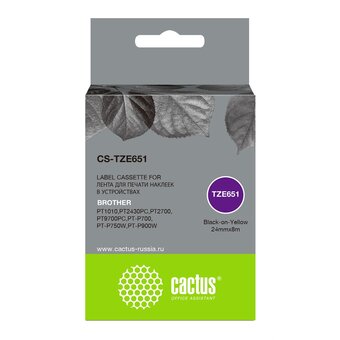  Картридж Cactus TZe-651 (CS-TZE651) ленточный черный для Brother 1010/1280/1280VP/2700VP 
