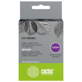  Картридж Cactus TZe-SE4 (CS-TZESE4) ленточный черный для Brother PT-P700, P750W, P900W, P950W, D600VP, PT-2430PC, 2700VP, PT-E550WVP 
