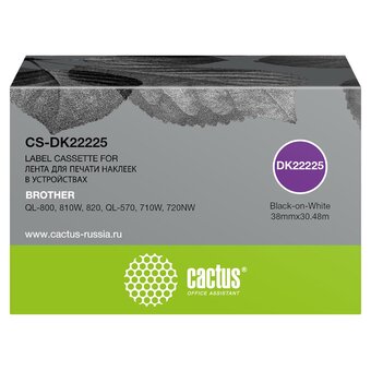  Картридж Cactus DK-22225 (CS-DK22225) черный ленточный для Brother QL-800, 810W, 820, QL-570, 710W, 720NW 