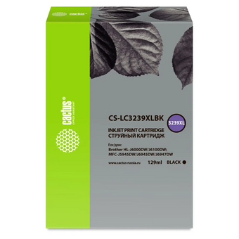  Картридж Cactus CS-LC3239XLBK черный струйный (129мл) для Brother HL-J6000DW/J6100DW 