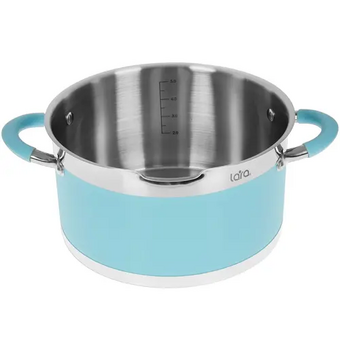  Кастрюля LARA Sky blue LR02-444 нерж 5.7л 