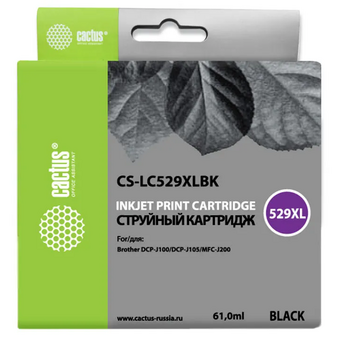  Картридж Cactus CS-LC529XLBK черный струйный (61мл) для Brother DCP-J100/J105/J200 