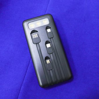  Аккумулятор внешний HOCO J77 Perfect route LED with cable 10000mAh (чёрный) 