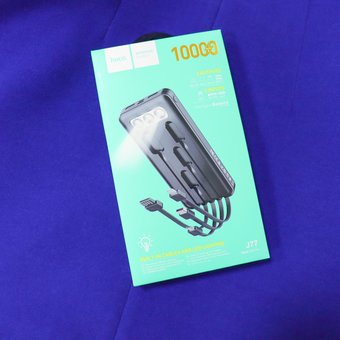  Аккумулятор внешний HOCO J77 Perfect route LED with cable 10000mAh (чёрный) 