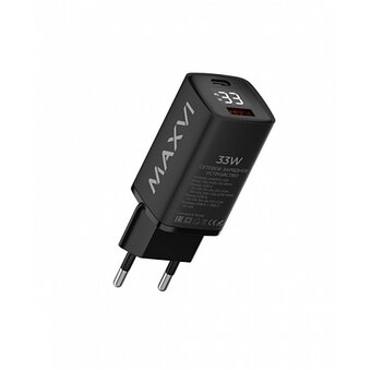  СЗУ Maxvi A402PD LED 33W, 1xUSB-A, 1xUSB-C, black 