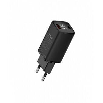 СЗУ Maxvi A402PD LED 33W, 1xUSB-A, 1xUSB-C, black 