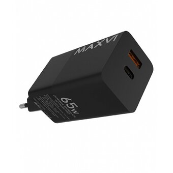  СЗУ Maxvi A482GN 65W, 1xUSB-A, 1xUSB-C, black 