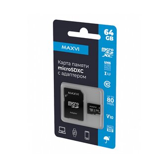  Карта памяти Maxvi (MSD64GBC10V10) microSDXC 64GB, class 10, UHS-I (1), V10 