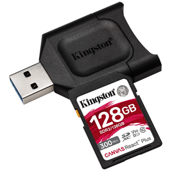  Карта памяти Kingston Canvas React Plus (SDR2/128GB) SDXC 128Gb Class10 w/o adapter 