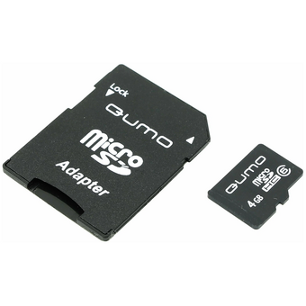  Карта памяти QUMO (QM4GMICSDHC10) 4Gb MicroSDHC Class 10, SD adapter 