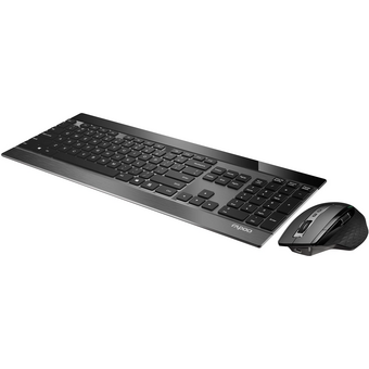  Клавиатура + мышь Rapoo 9900M Black (19354) клав. черный, мышь. черный USB беспроводная Bluetooth/Радио 