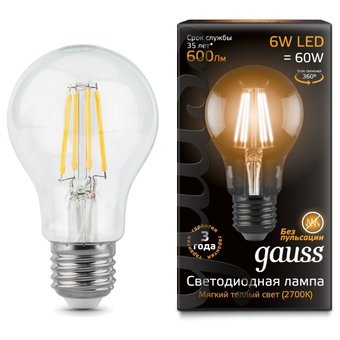  Лампочка Gauss 102802106 Filament A60 E27 
